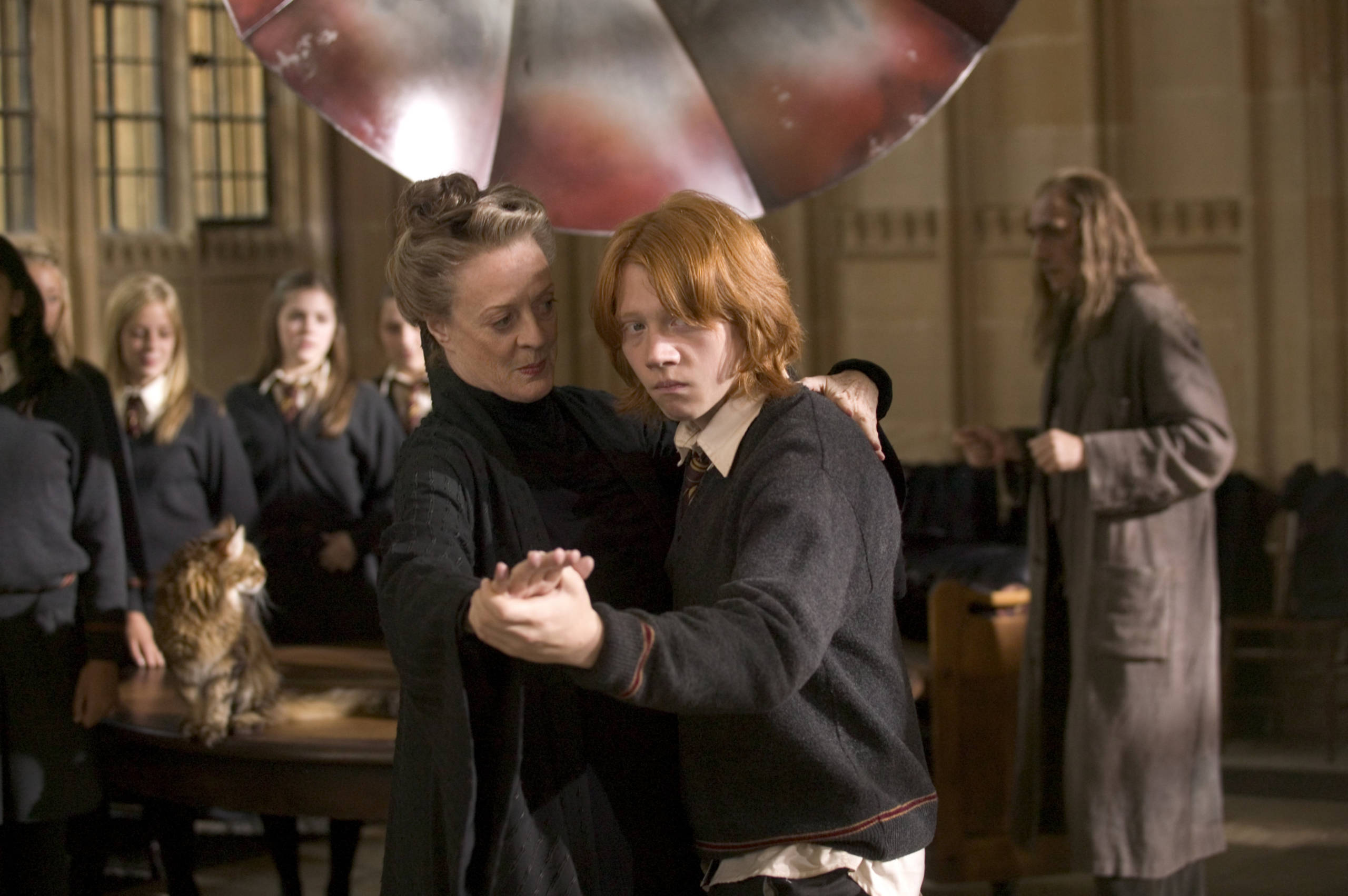 Ron dancing with Professor McGonagall from the Goblet of Fire 