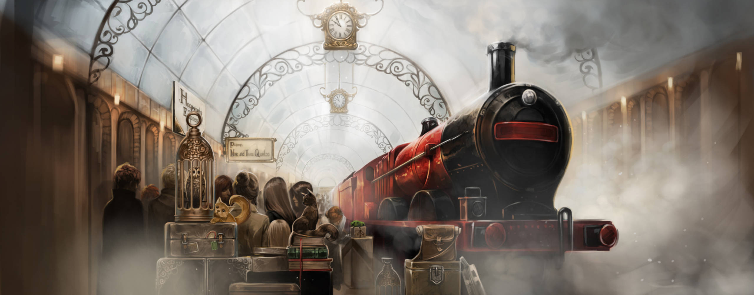 The Hogwarts Express at platform nine and three-quarters.