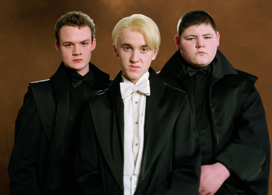 Draco Crabbe and Goyle in dress robes for the Yule Ball.