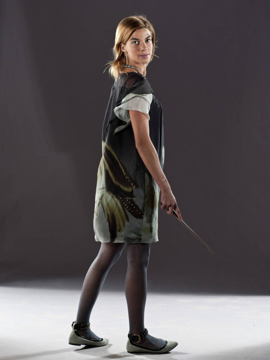 Tonks turning around with her wand from the Deathly Hallows 