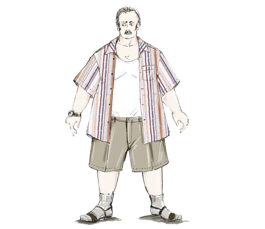 An illustration of Uncle Vernon in casual clothes 