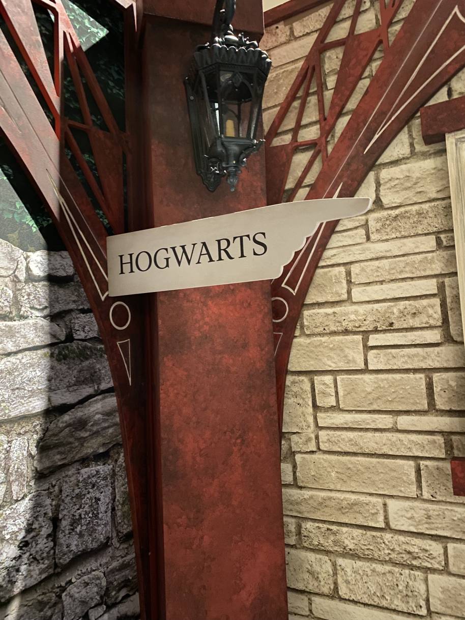 A Hogwarts sign at Magic at Play in Chicago