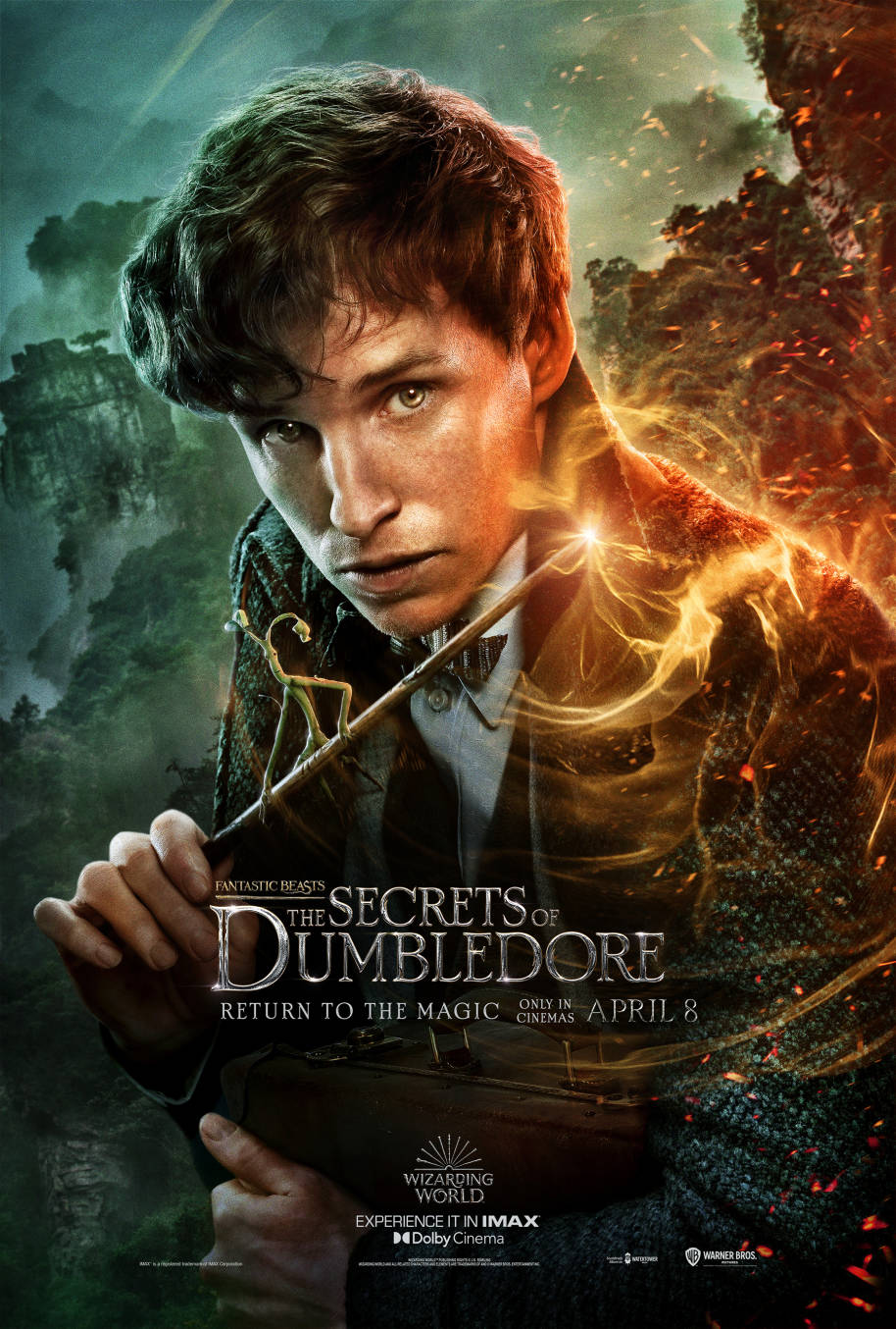 Affiche d'Eddie Redmayne dans le rôle de Newt Scamander dans Les Animaux Fantastiques : les Secrets de Dumbledore