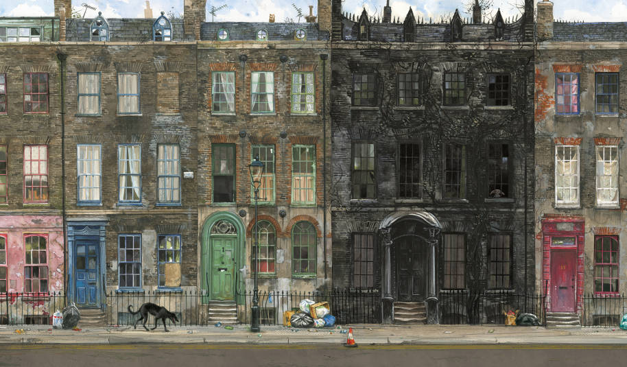 An illustration of Grimmauld place where number twelve is revealed