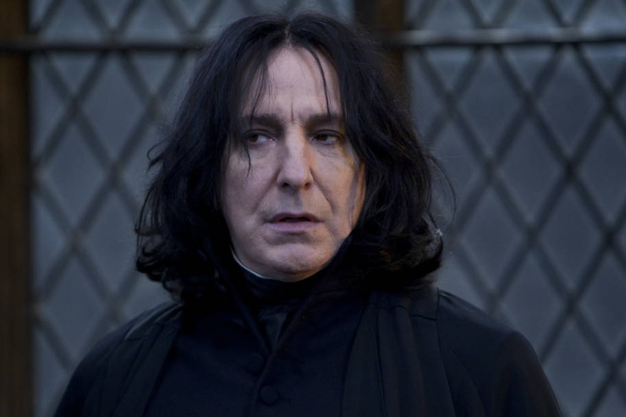 A head shot of Snape looking sideways from the Deathly Hallows Part 2 