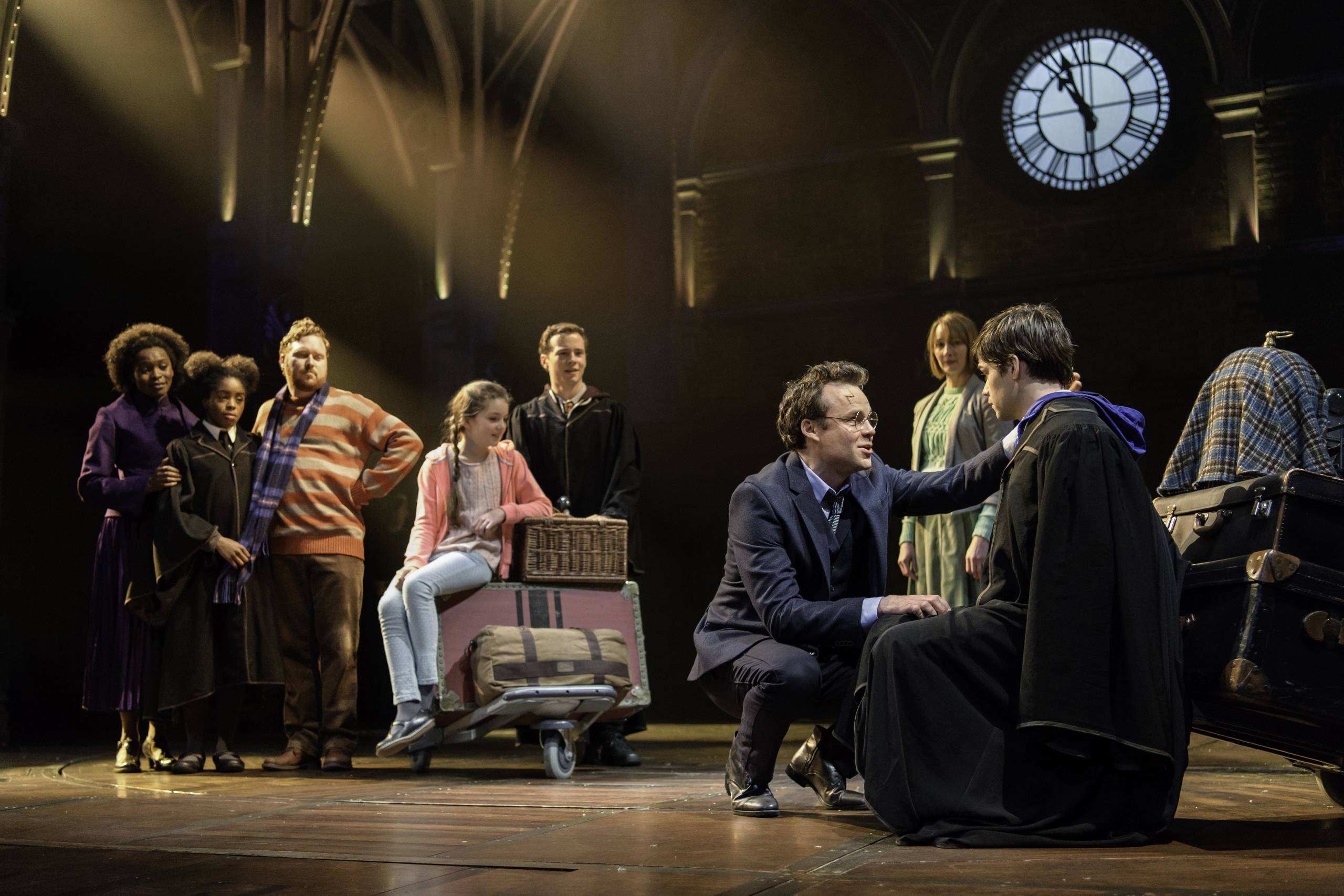 Harry and Albus on platform nine and three quarters, in Harry Potter and the Cursed Child