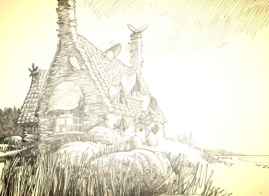 A sketch of Shell Cottage from the Deathly Hallows 