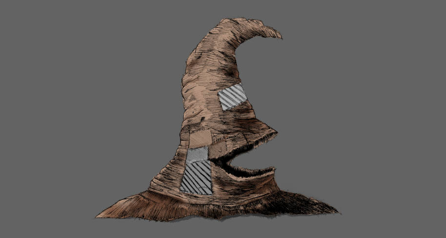 Sorting Hat Illustration with grey background