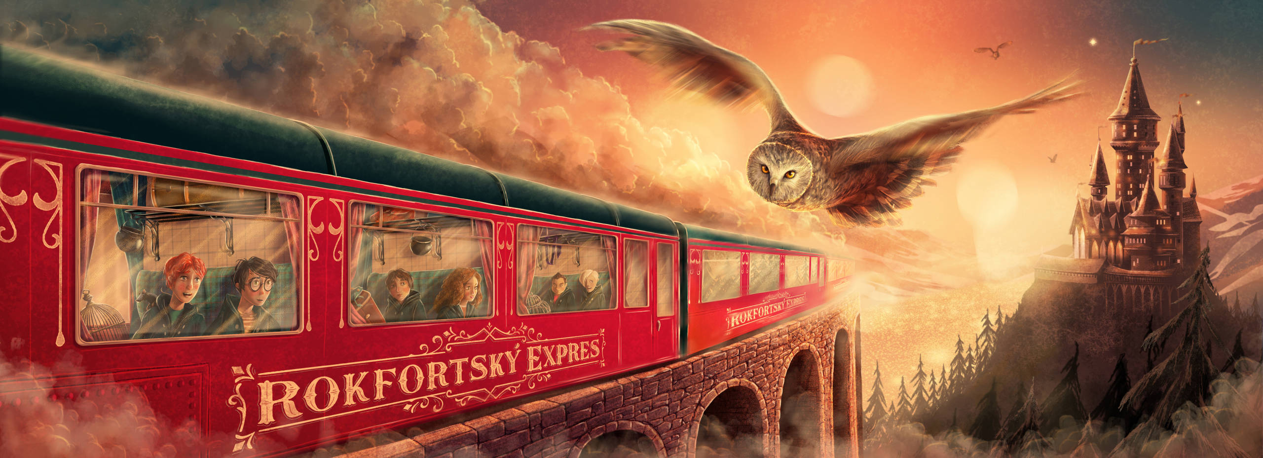 Гарри Поттер поезд в Хогвартс Постер