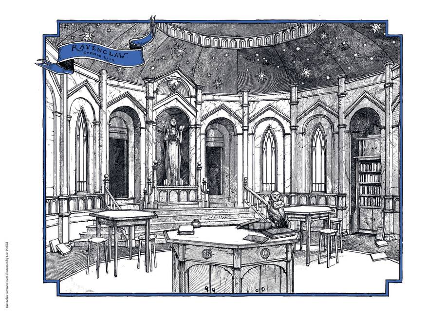 Bloomsbury Ravenclaw common room illustrated by Levi Pinfold