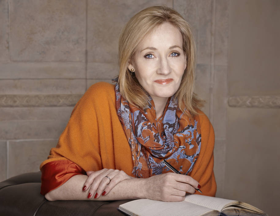 J.K. Rowling with notepad