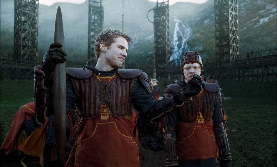 Cormac McLaggen brags to Ron Weasley at Quidditch Keeper tryouts