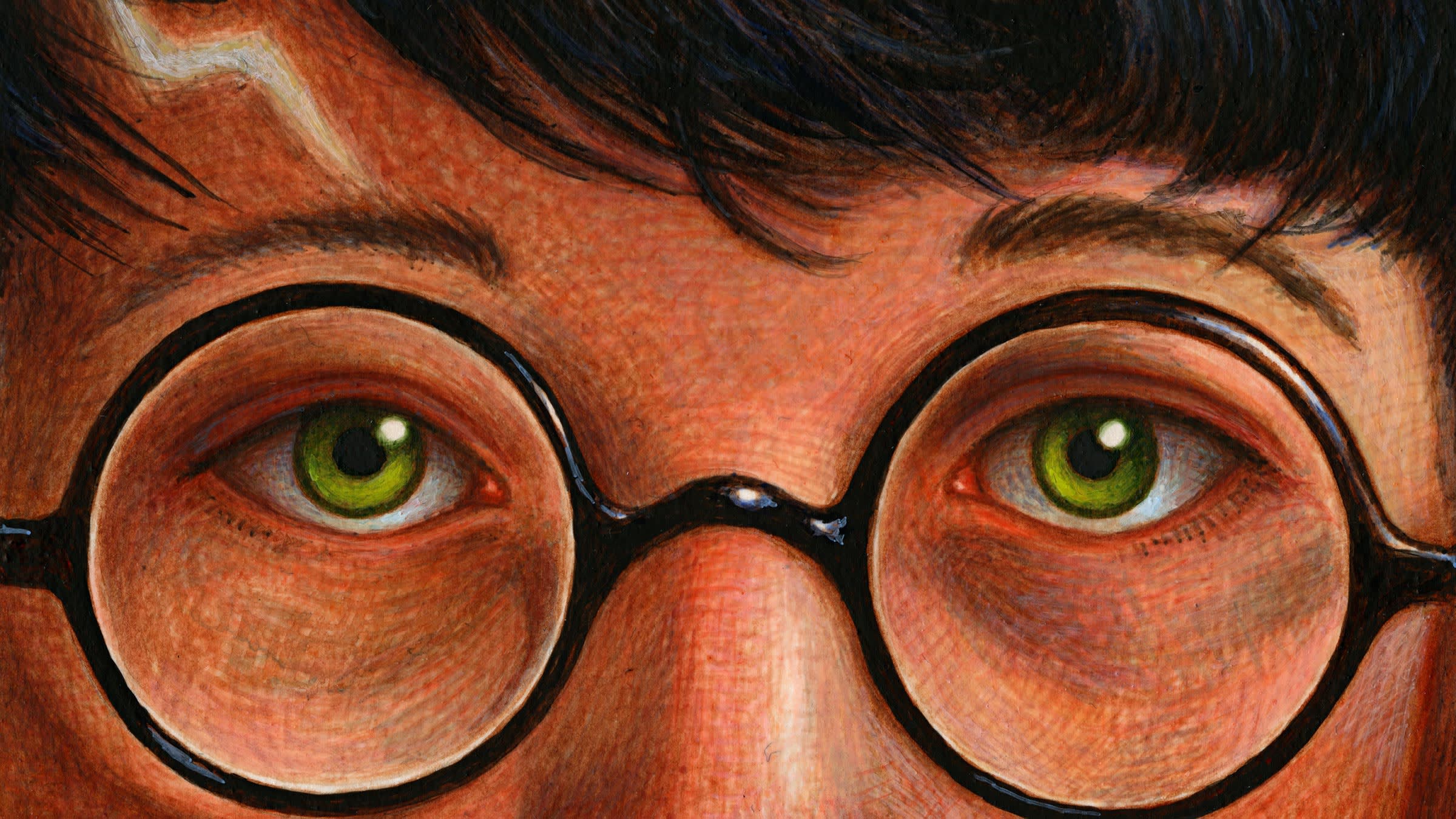Illustration of Harry Potter's eyes, by Brian Selznick