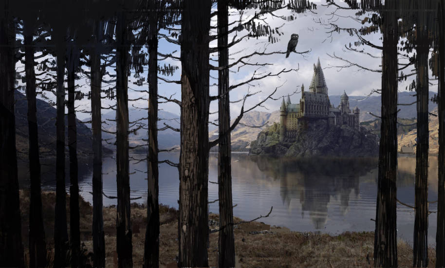 Hogwarts through some trees