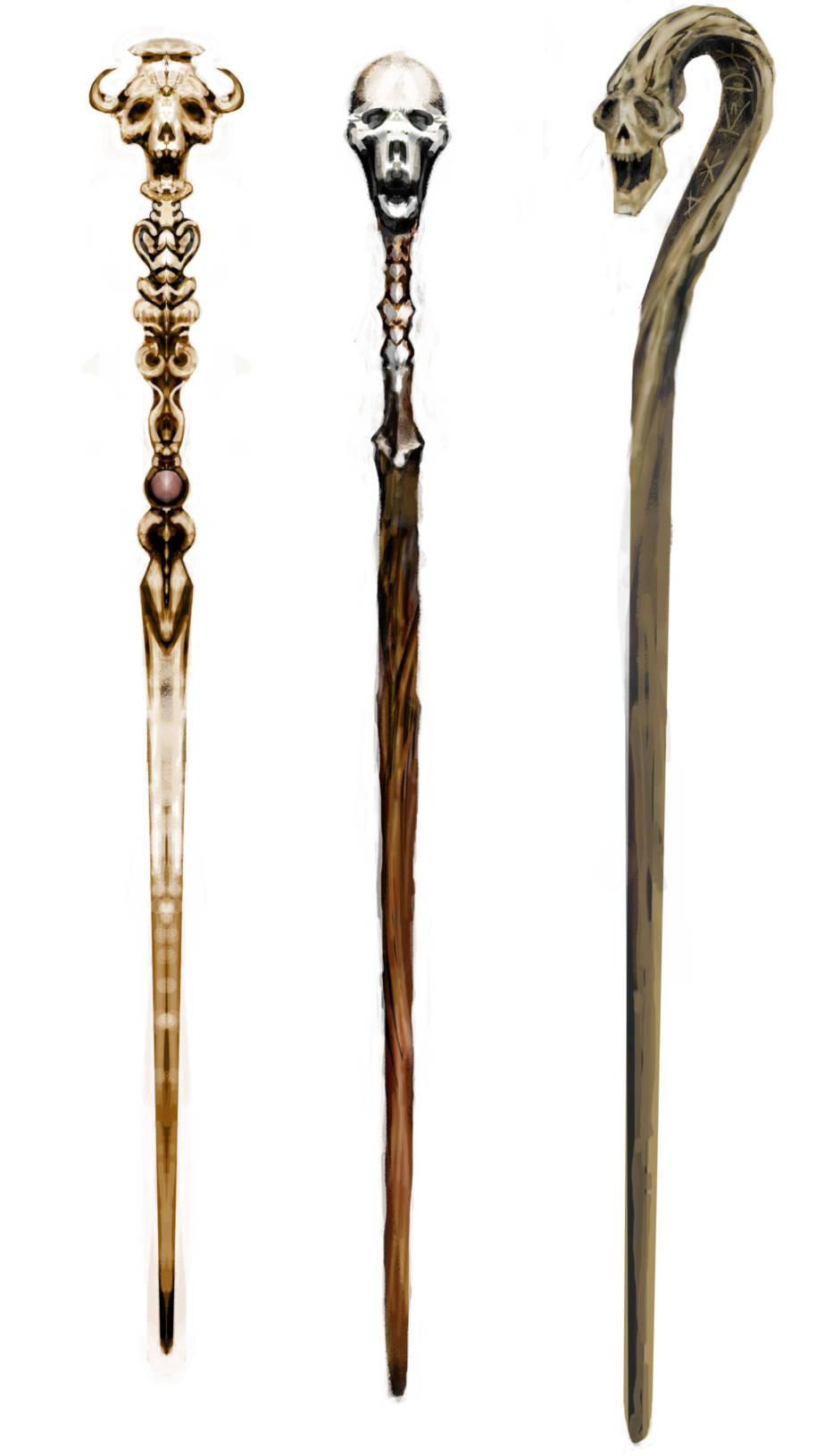 Three of the Death Eaters wands from the Goblet of Fire