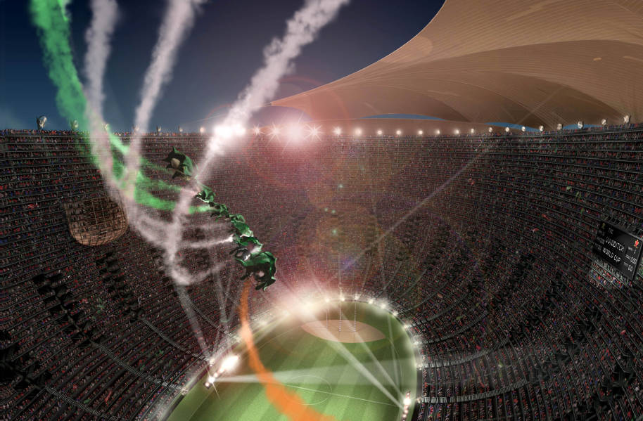 Irish team flying into the World Cup Stadium 