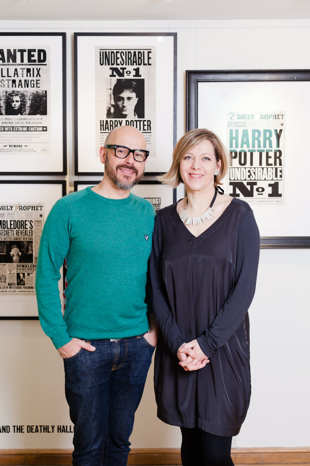 ML Mira and Eduardo with prints MinaLima