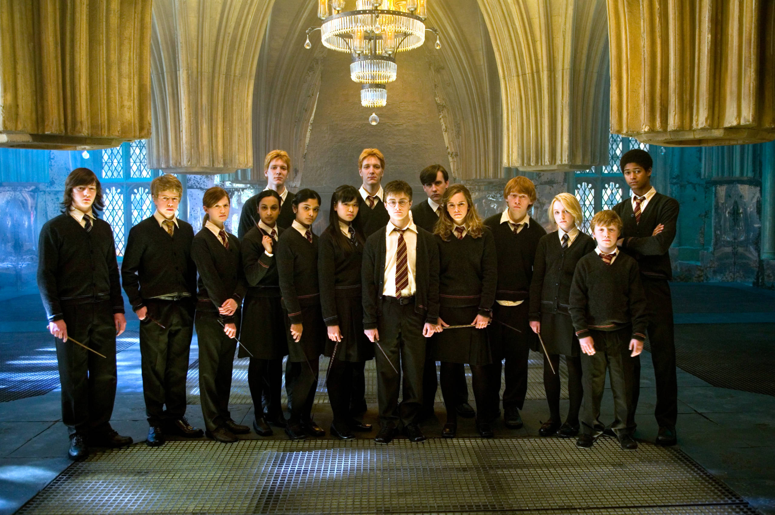Harry and Dumbledore's Army in the Room of Requirement 