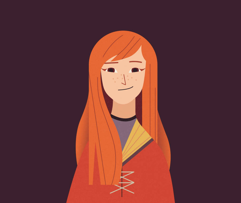 Illustration of Ginny Weasley from the Dumbledore's Army infographic