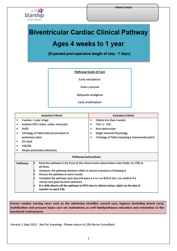 biventricular pathway 4 weeks to 1 year
