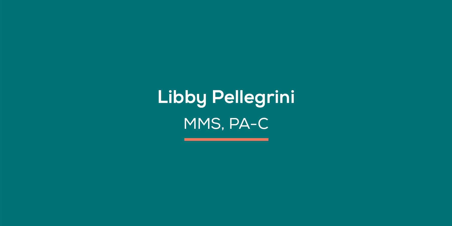 Name of Libby Pellegrini MMS PAC on teal background