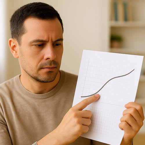 Illustration showing a man reviewing a testosterone therapy timeline, symbolizing how TRT results appear over weeks and months.