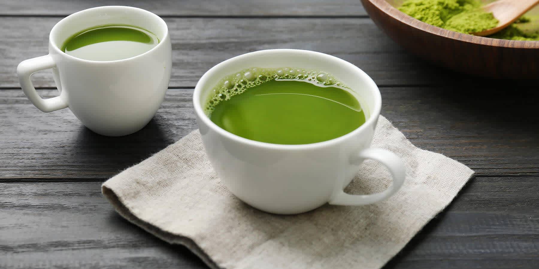 Two cups of matcha tea to help boost metabolism