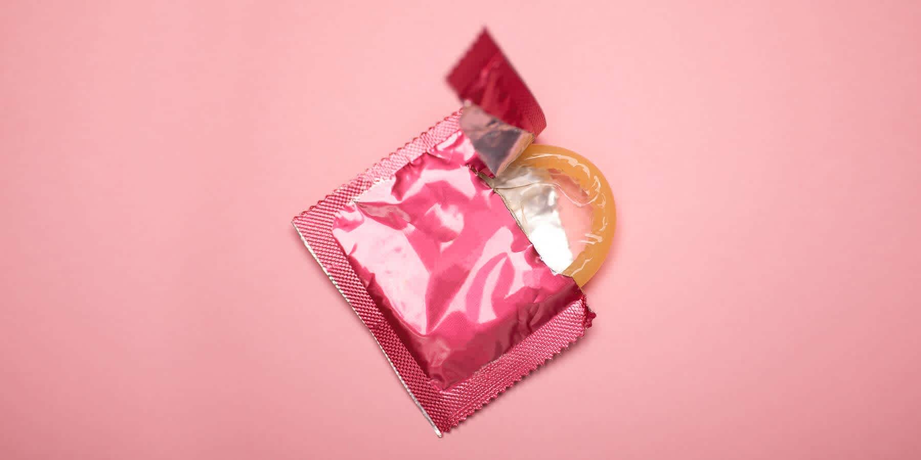 Condom in packaging to highlight safe sexual practice