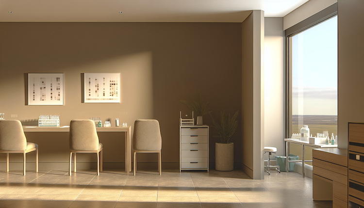 A cozy corner with a soft throw blanket draped over a chair, a small potted plant on a nearby table.