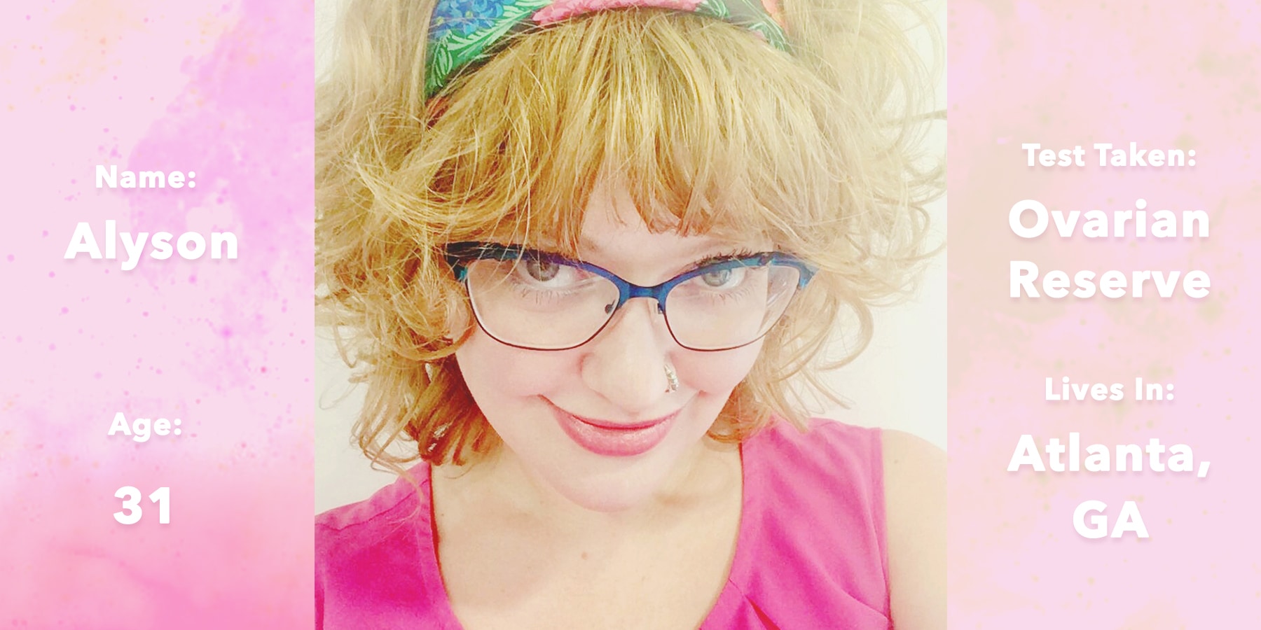 Headshot photo of Alyson against a pink background