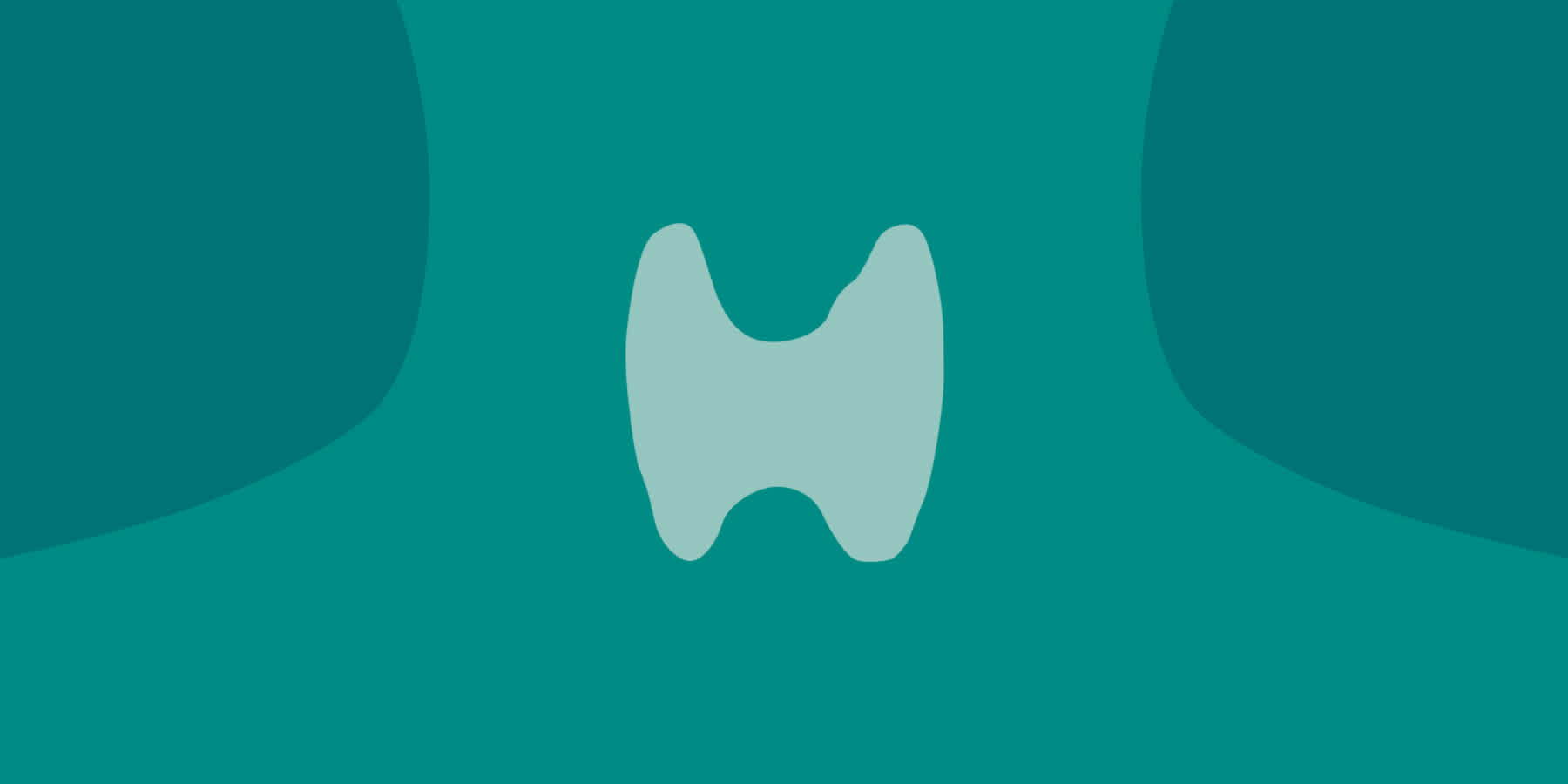 Teal-colored illustration of anatomical thyroid gland