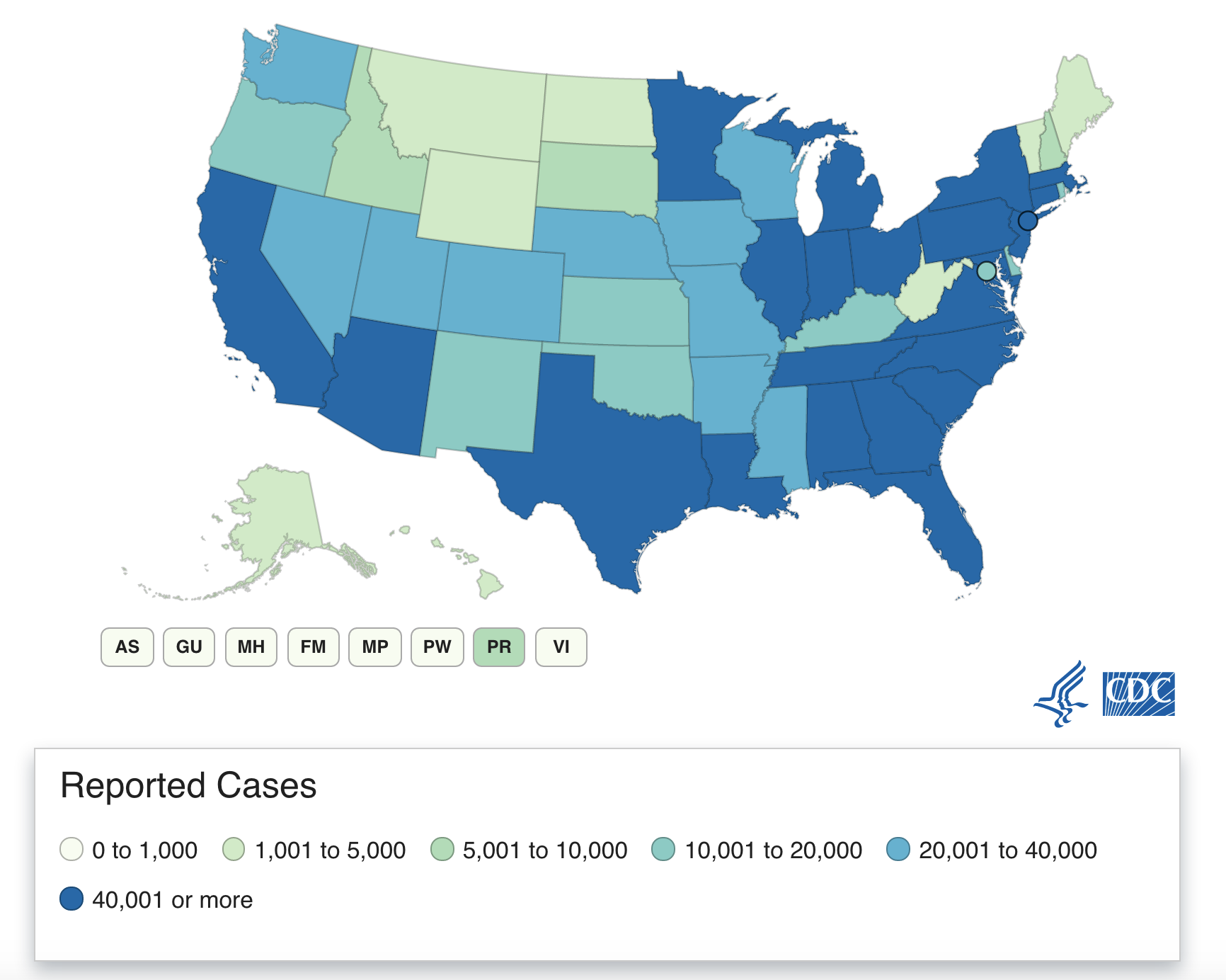 COVID-19 cases in the United States