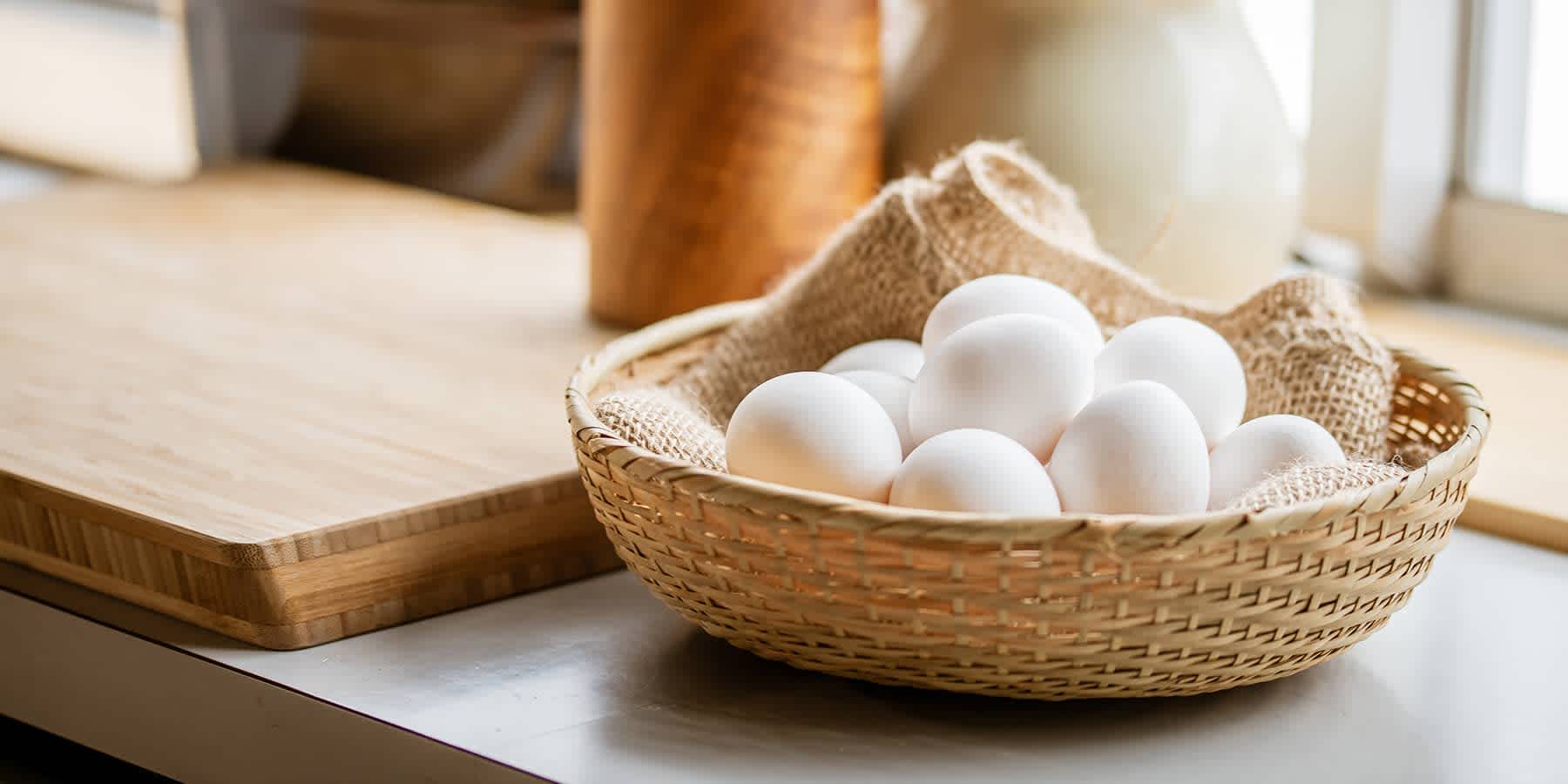 Basket of eggs, example of food eaten for keto diet