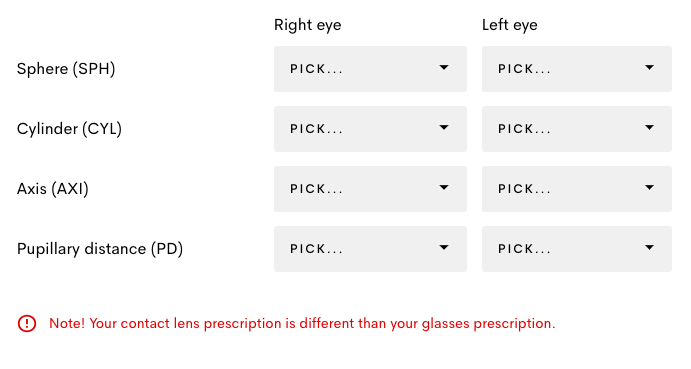 Glasses Prescription Numbers Chart