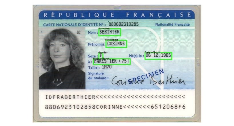 French ID VIZ detection example