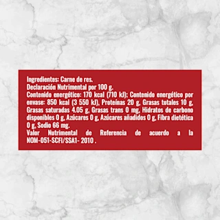81713 CARNE MOLIDA DE RES 90 10 Info Nutrimental