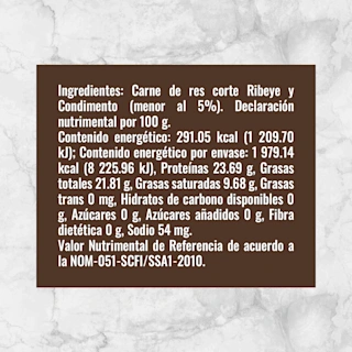 80159 HAMBURGUESAS DE RIBEYE Info nutrimental