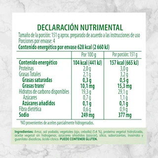 82206 ARROZ A LA MEXICANA KNORR 155G Info Nutrimental