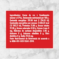 80156 HAMBURGUESA DE RES MM 1.02Kg Info nutrimental