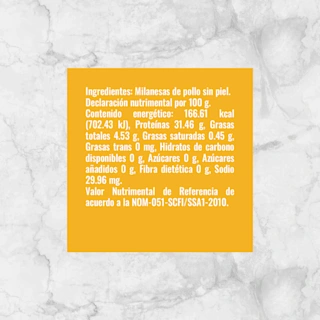 81121 MILANESAS DE PECHUGA DE POLLO Info Nutrimental