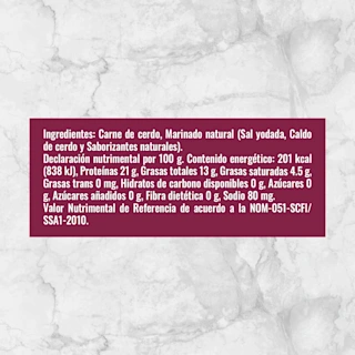 82164 CABEZA DE LOMO DE CERDO EN TROZO Info Nutrimental