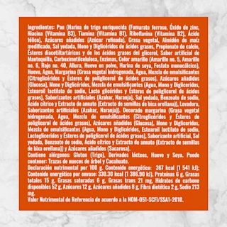 82183 PAN DE MUERTO WF 90g Info Nutrimental