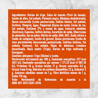 82048 PIZZA DE PEPPERONI DI FARA 516g Info Nutrimental