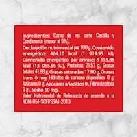 80151 HAMBURGUESA DE COSTILLA MM 680g Info Nutrimental