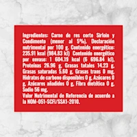80160 HAMBURGUESAS DE SIRLOIN Info Nutrimental
