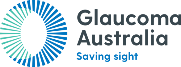 Glaucoma Australia logo with circular lines graphic and the text "Glaucoma Australia Saving sight.