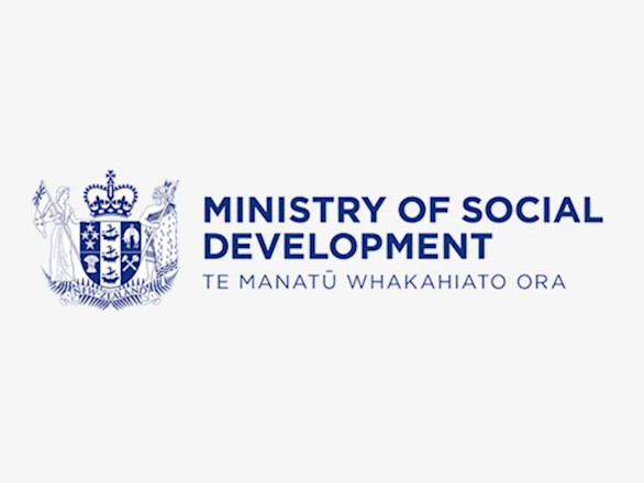 Ministry of Social Development logo with coat of arms on the left and bilingual text in English and Māori on the right