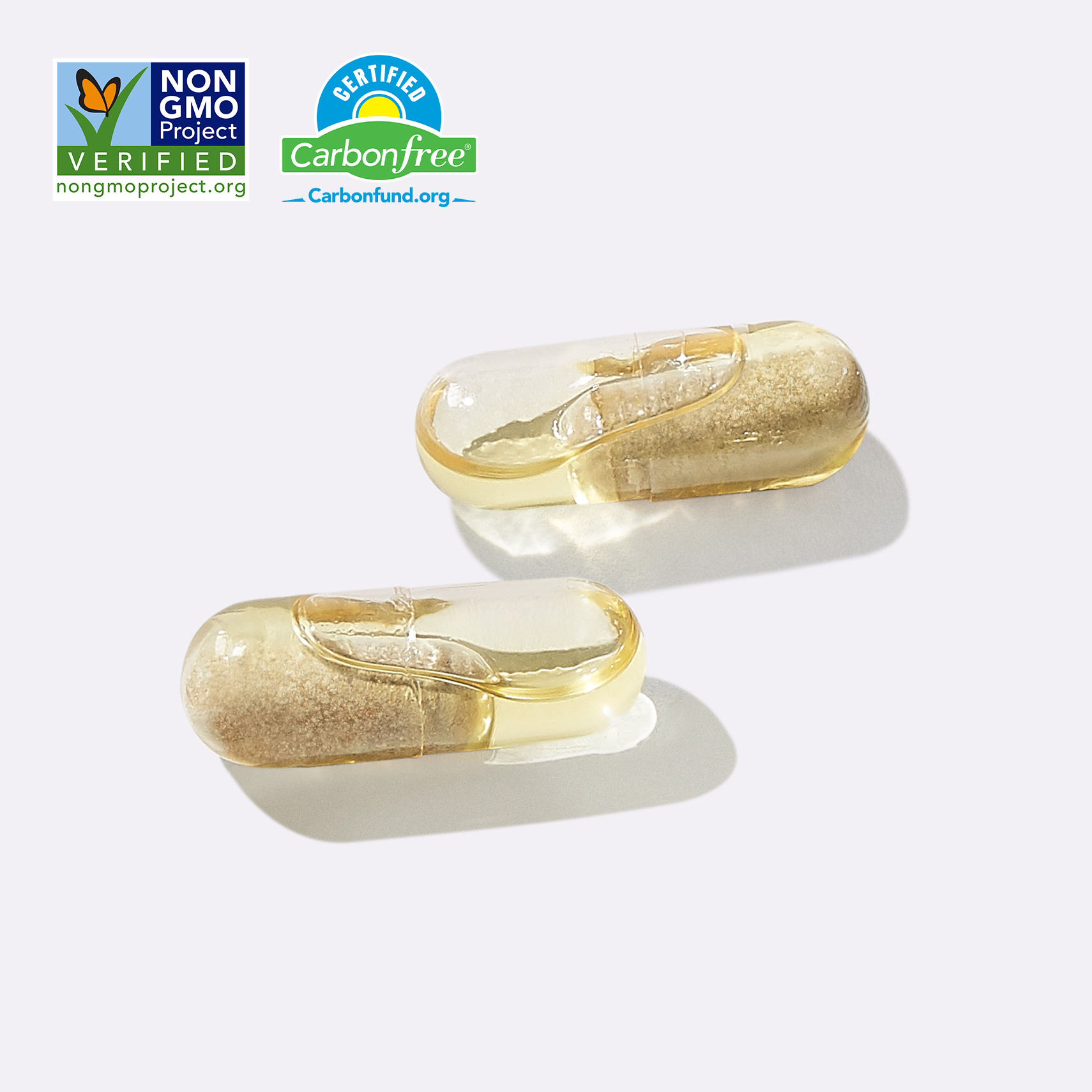 Close-up of Ritual's Essential Postnatal clear capsule