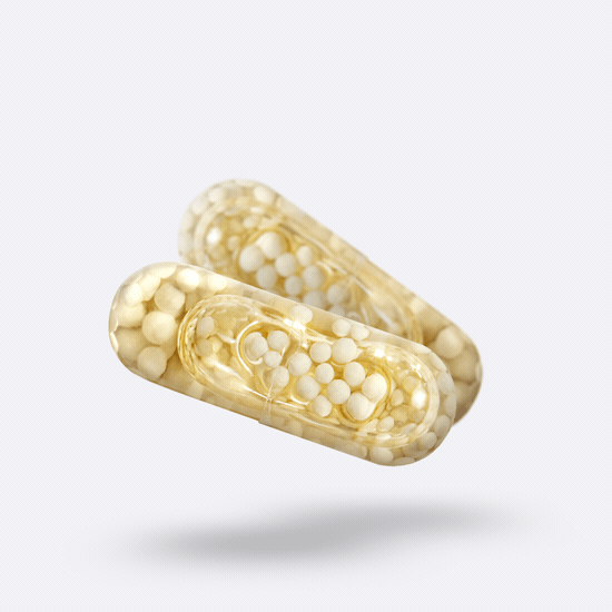 Motion graphic of two multivitamin capsules floating