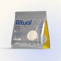 Package of Essential Protein Daily Shake Pregnancy & Postpartum on a gradient background.